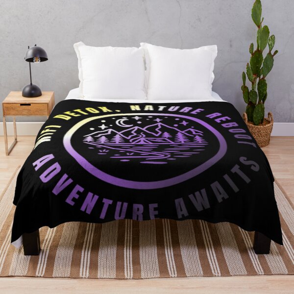Item preview, Wifi Detox, Nature Reboot, Adventure Awaits, Nonbinary pride flag graphic, rainbow mountains, river, nature park, stars and crescent moon graphic, mental health matters, outdoors, nature, designed and sold by PrideBeProud.