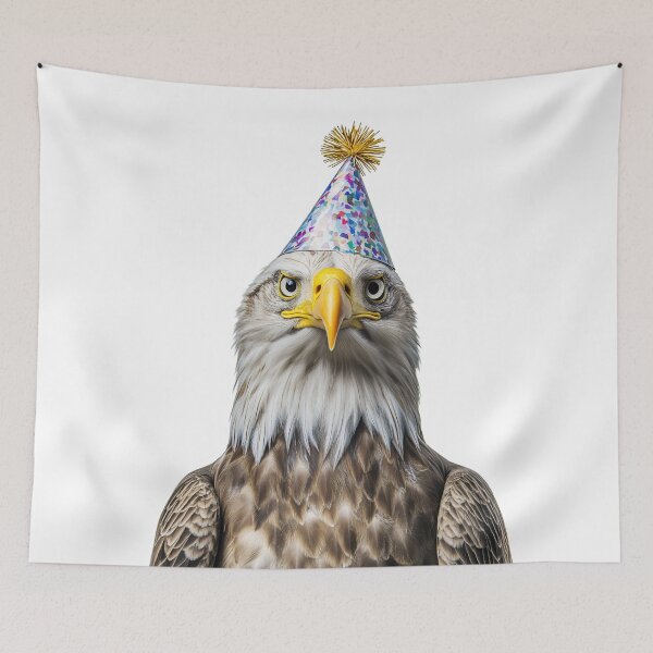 Item preview, Funny Eagle Wearing Birthday Party Hat designed and sold by LazyOwlStore.
