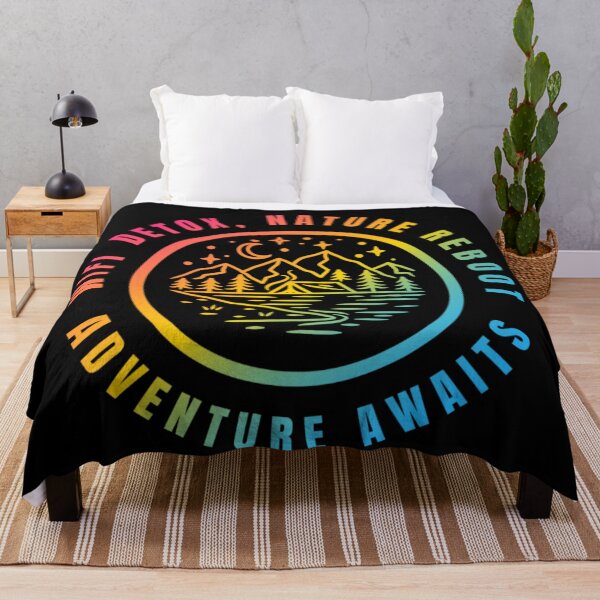Item preview, Wifi Detox, Nature Reboot, Adventure Awaits, Pansexual pride flag graphic, rainbow mountains, river, nature park, stars and crescent moon graphic, mental health matters, outdoors, nature, designed and sold by PrideBeProud.