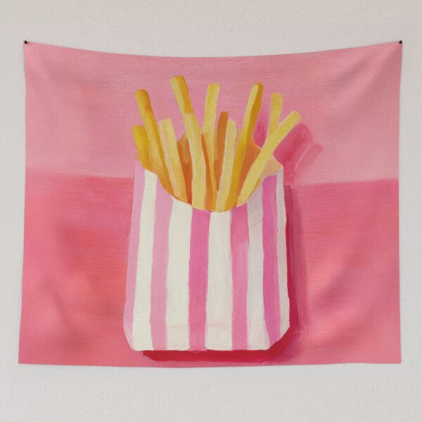 Item preview, French Fries Pink Striped Bag Pop Art Food Illustration designed and sold by UtArt.
