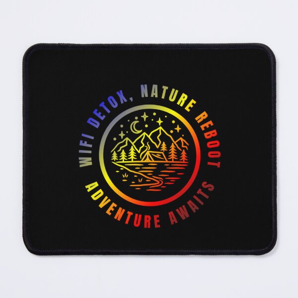 Item preview, Wifi Detox, Nature Reboot, Adventure Awaits, Polyamory pride flag graphic, rainbow mountains, river, nature park, stars and crescent moon graphic, mental health matters, outdoors, nature,  designed and sold by PrideBeProud.
