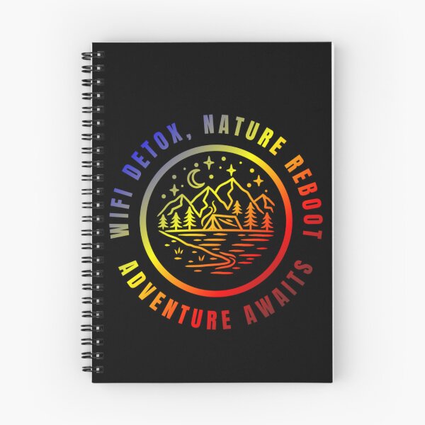 Item preview, Wifi Detox, Nature Reboot, Adventure Awaits, Polyamory pride flag graphic, rainbow mountains, river, nature park, stars and crescent moon graphic, mental health matters, outdoors, nature,  designed and sold by PrideBeProud.