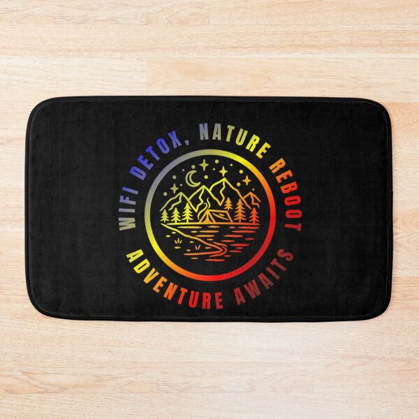 Item preview, Wifi Detox, Nature Reboot, Adventure Awaits, Polyamory pride flag graphic, rainbow mountains, river, nature park, stars and crescent moon graphic, mental health matters, outdoors, nature,  designed and sold by PrideBeProud.
