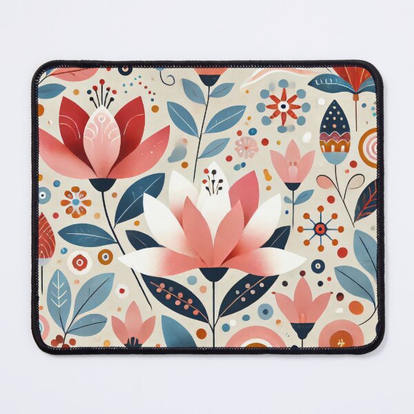 Item preview, Pink Lotus Bloom Scandinavian Folk Art by heidiannemorris © designed and sold by FOLK ART FUSION by heidiannemorris.