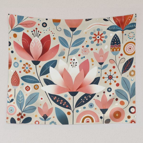 Item preview, Pink Lotus Bloom Scandinavian Folk Art by heidiannemorris © designed and sold by FOLK ART FUSION.