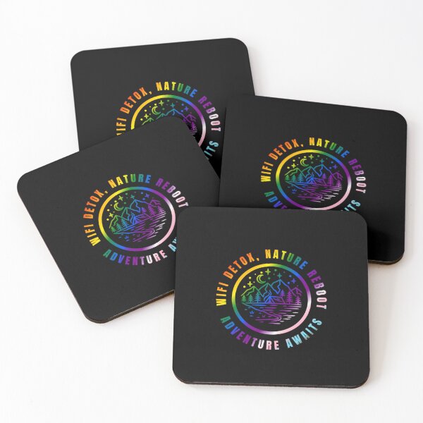 Item preview, Wifi Detox, Nature Reboot, Adventure Awaits, Progress pride flag graphic, rainbow mountains, river, nature park, stars and crescent moon graphic, mental health matters, outdoors, nature,  designed and sold by PrideBeProud.