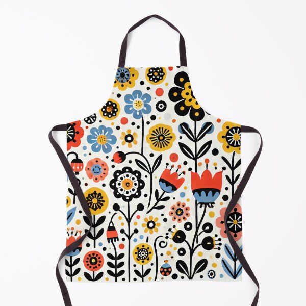 Artikelvorschau, Orangefarbene Glockenblumen und schwarze Gänseblümchen Skandinavische Volkskunst von heidiannemorris © entworfen und verkauft von FOLK ART FUSION by heidiannemorris.