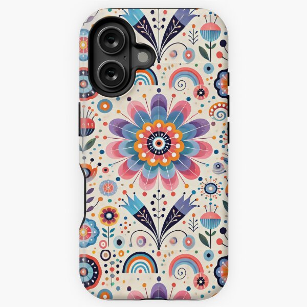 Item preview, Pink, Yellow, and Blue Daisy Scandinavian Folk Art by heidiannemorris © designed and sold by FOLK ART FUSION by heidiannemorris.