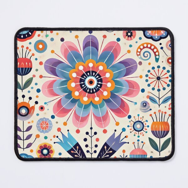 Item preview, Pink, Yellow, and Blue Daisy Scandinavian Folk Art by heidiannemorris © designed and sold by FOLK ART FUSION by heidiannemorris.