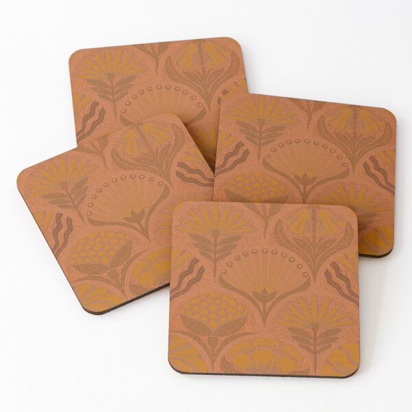 Item preview, Petal Imprints - Block Print Florals V-Ruddy Brown designed and sold by Carina Parry Studios.