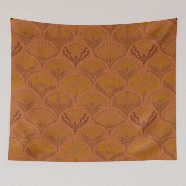 Item preview, Petal Imprints - Block Print Florals V-Ruddy Brown designed and sold by Carina Parry Studios.