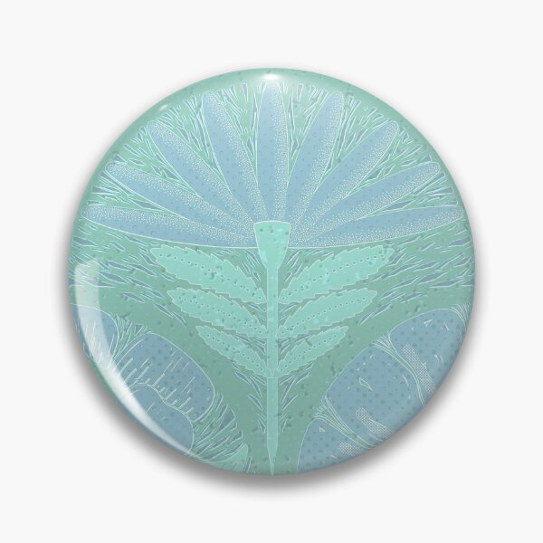 Item preview, Petal Imprints - Block Print Florals Y-Cyan Opaque designed and sold by Carina Parry Studios.