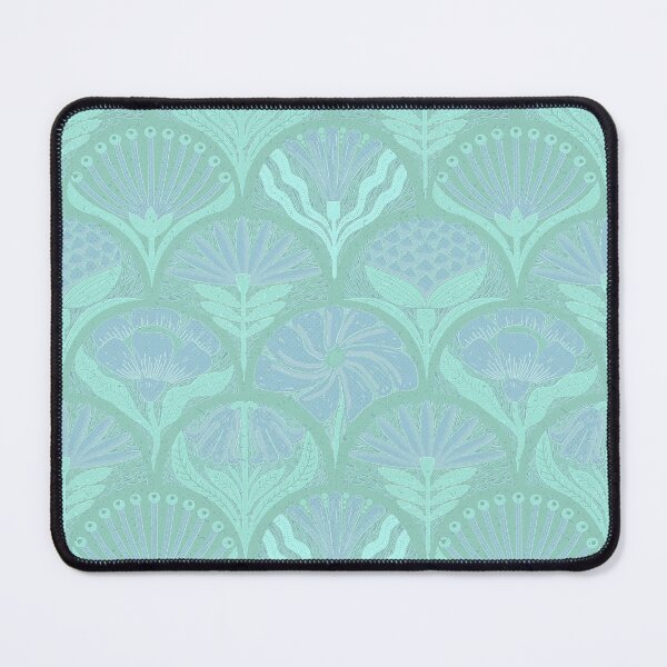 Item preview, Petal Imprints - Block Print Florals Y-Cyan Opaque designed and sold by Carina Parry Studios.