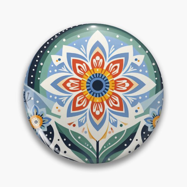 Item preview, Rainbow Daisy Scandinavian Folk Art by heidiannemorris © designed and sold by FOLK ART FUSION.