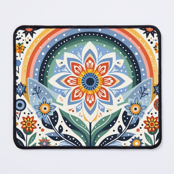 Item preview, Rainbow Daisy Scandinavian Folk Art by heidiannemorris © designed and sold by FOLK ART FUSION by heidiannemorris.