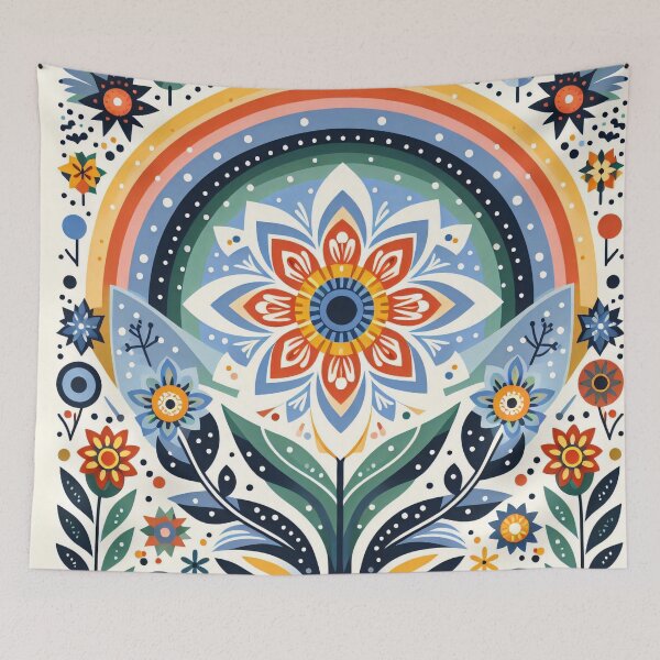 Item preview, Rainbow Daisy Scandinavian Folk Art by heidiannemorris © designed and sold by FOLK ART FUSION by heidiannemorris.