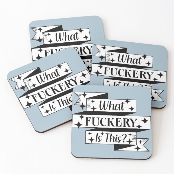 Item preview, What Fuckery Is This Funny Swearing Sarcastic Quote with Twinkling Stars & Vintage Ribbon designed and sold by hiacynto.