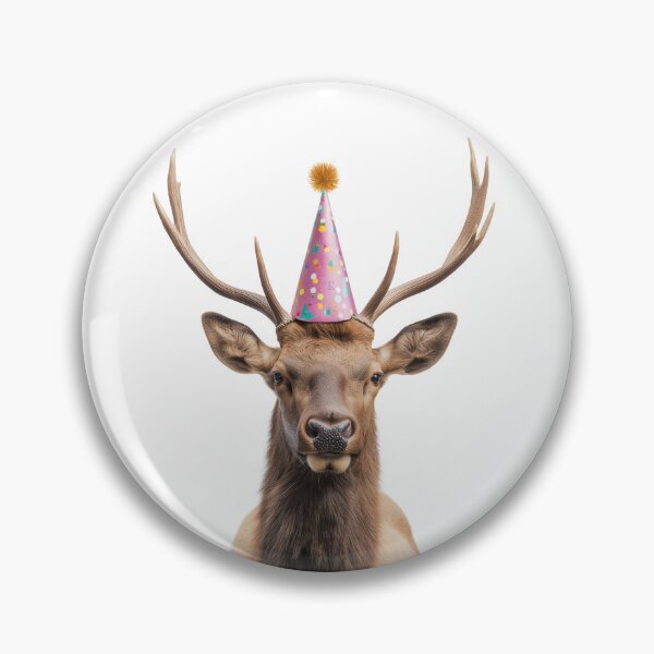Item preview, Funny Elk Wearing Birthday Party Hat designed and sold by LazyOwlStore.