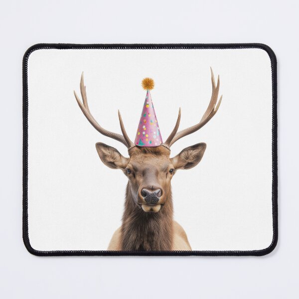 Item preview, Funny Elk Wearing Birthday Party Hat designed and sold by LazyOwlStore.