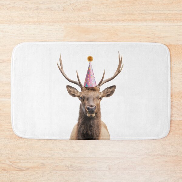 Item preview, Funny Elk Wearing Birthday Party Hat designed and sold by LazyOwlStore.