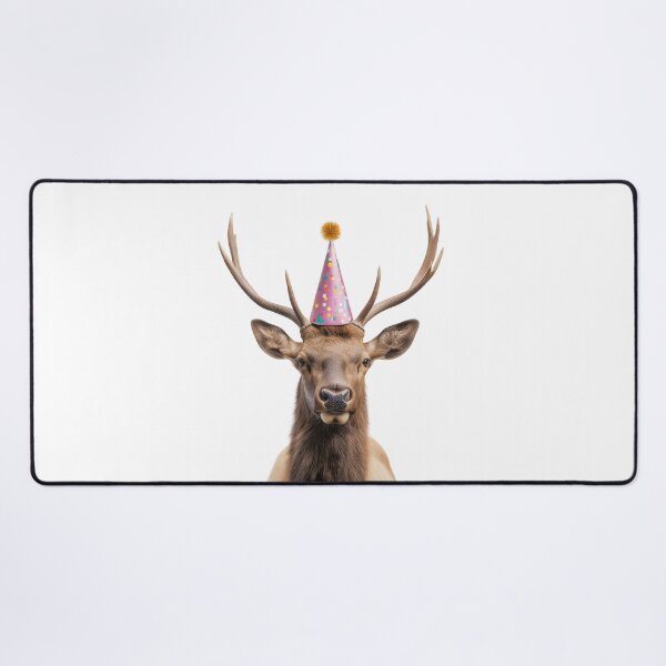 Item preview, Funny Elk Wearing Birthday Party Hat designed and sold by LazyOwlStore.
