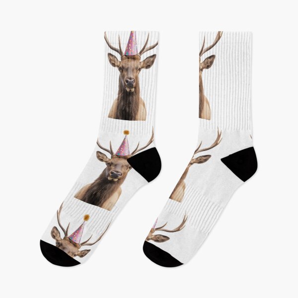 Item preview, Funny Elk Wearing Birthday Party Hat designed and sold by LazyOwlStore.