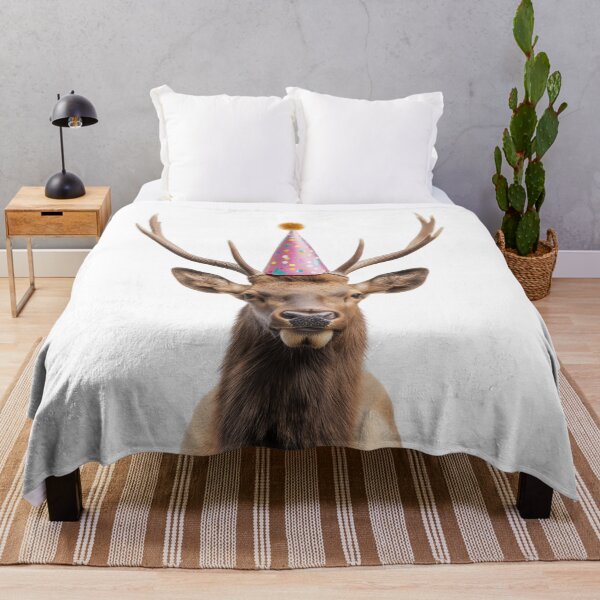 Item preview, Funny Elk Wearing Birthday Party Hat designed and sold by LazyOwlStore.
