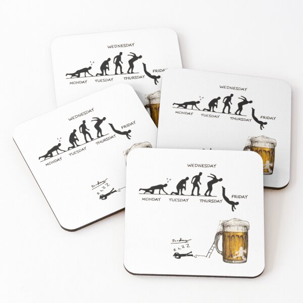 Item preview, TGIF Beer Mug T-Shirt – Funny Monday-to-Friday Workweek Evolution Tee designed and sold by Colorful-Garden.