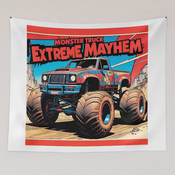 Item preview, Monster Truck Extreme Mayhem sticker, cute 80s comic design, ideal as a gift for boyfriend or girlfriend. designed and sold by UrbanTRIP.