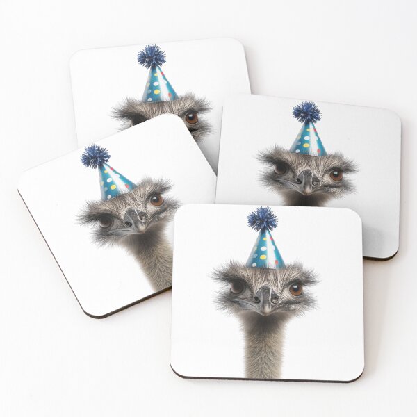 Item preview, Funny Emu Wearing Birthday Party Hat designed and sold by LazyOwlStore.