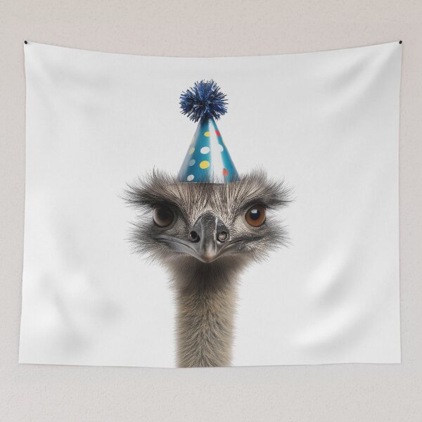 Item preview, Funny Emu Wearing Birthday Party Hat designed and sold by LazyOwlStore.
