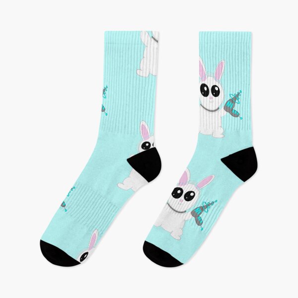 Item preview, Rocket rabbit, guns blazing light blue background designed and sold by CreationsByFey.