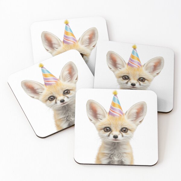 Item preview, Funny Fennec fox Wearing Birthday Party Hat designed and sold by LazyOwlStore.