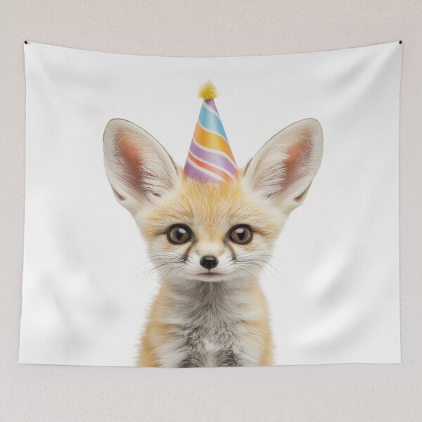 Item preview, Funny Fennec fox Wearing Birthday Party Hat designed and sold by LazyOwlStore.