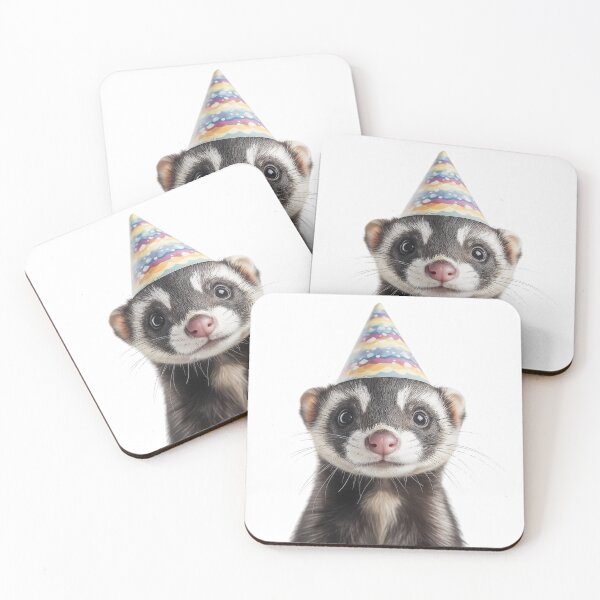 Artikelvorschau, Lustiges Frettchen mit Geburtstagspartyhut entworfen und verkauft von LazyOwlStore.
