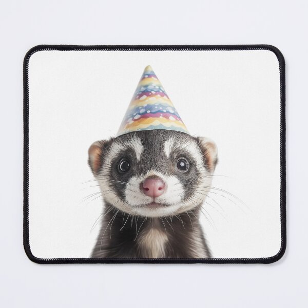 Item preview, Funny Ferret Wearing Birthday Party Hat designed and sold by LazyOwlStore.