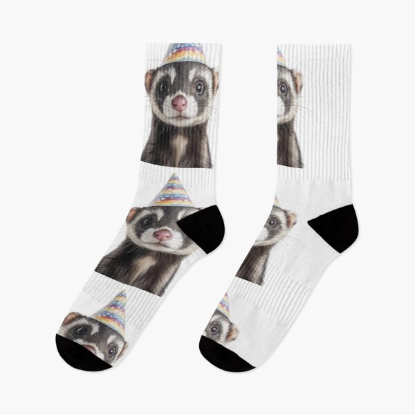 Item preview, Funny Ferret Wearing Birthday Party Hat designed and sold by LazyOwlStore.