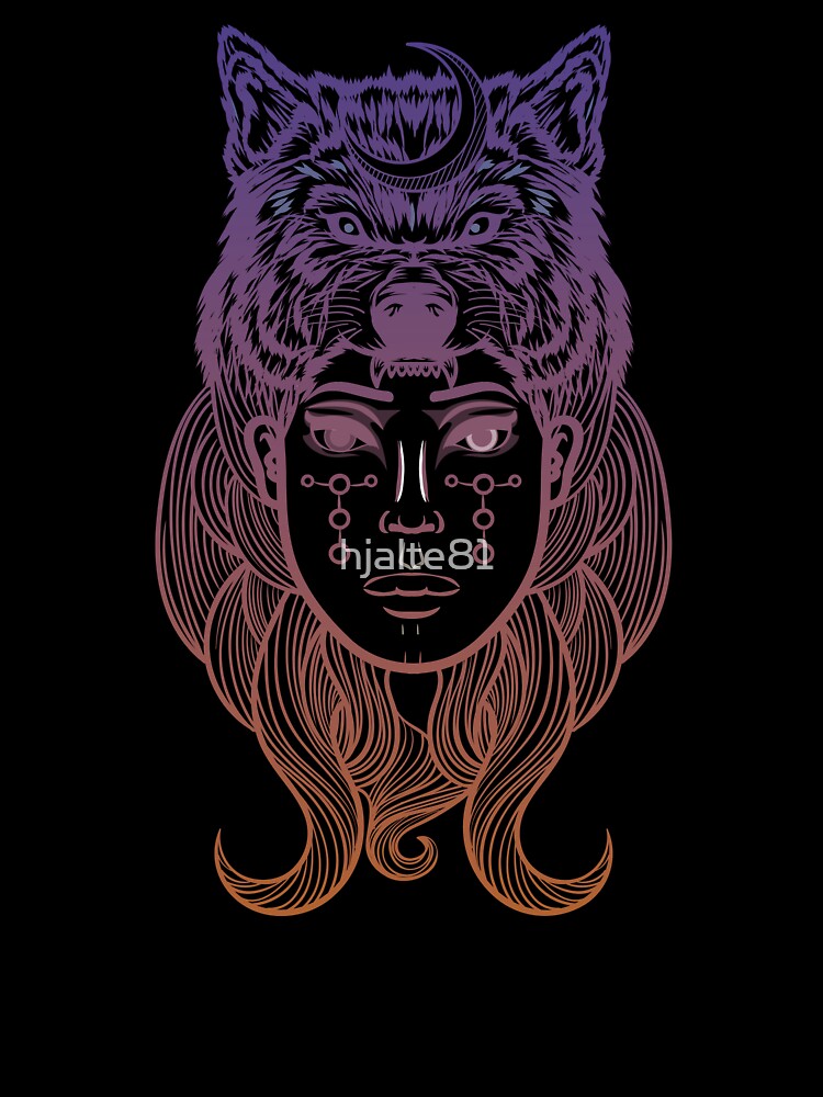 Thumbnail 7 of 7, Oversized T-Shirt, Moon Wolf Goddess designed and sold by hjalte81.