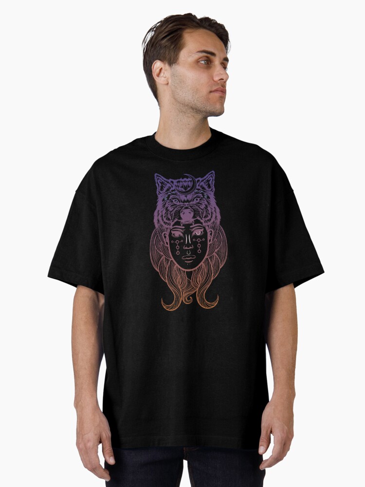 Thumbnail 2 of 7, Oversized T-Shirt, Moon Wolf Goddess designed and sold by hjalte81.