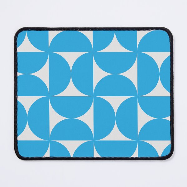 Item preview, Minimalist Mid Century Blue Half Circles Pattern on White designed and sold by Yasminepatterns .