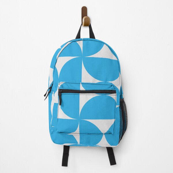 Item preview, Minimalist Mid Century Blue Half Circles Pattern on White designed and sold by Yasminepatterns .