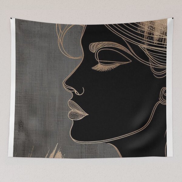Item preview, Abstract Woman’s Face – AI Artwork with Elegant Gold Line Accents for Stylish Clothing and Accessories for Women & Girls designed and sold by knalpot-design.