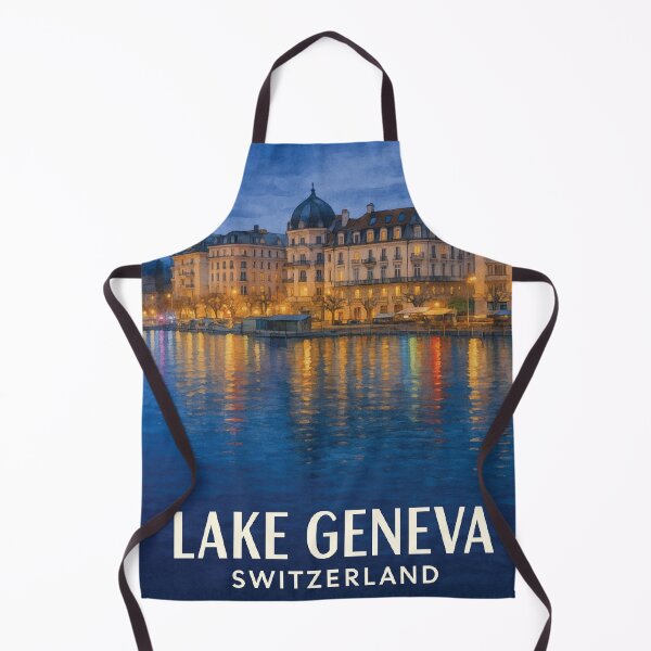 Artikelvorschau, Genfersee am Wasser bei Nacht in der Schweiz entworfen und verkauft von Era-of-Traveler.