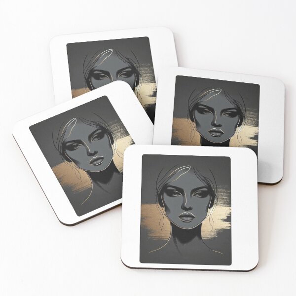 Item preview, Abstract Woman’s Face – AI Artwork with Elegant Gold Lines for Modern Clothing and Accessories for Women and Girls designed and sold by knalpot-design.