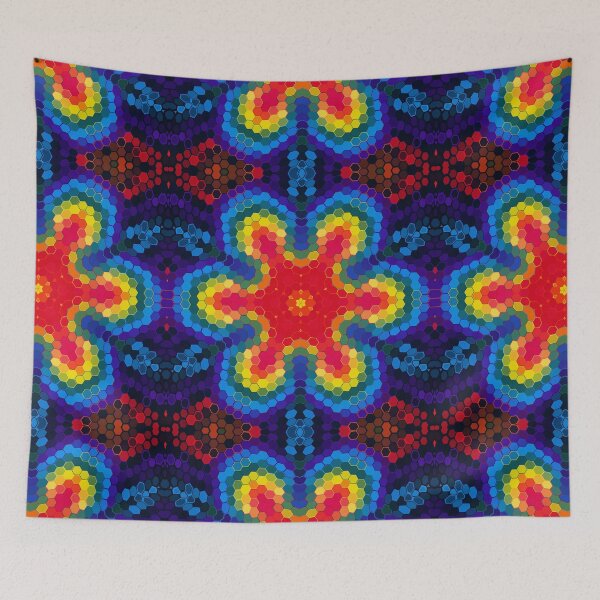 Item preview, Hex Mandala Red Yellow and Blue designed and sold by WormholeOrbital.