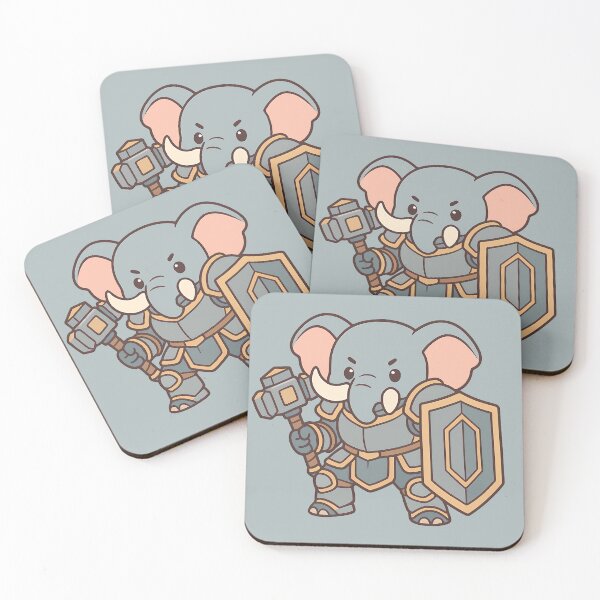 Item preview, Elephant Tanker - Holding a Tower Shield and a Mace in each Hands designed and sold by Pastel Purrade.