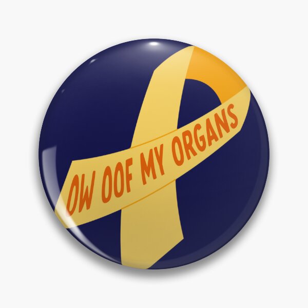 Item preview, ow oof my organs endometriosis ribbon designed and sold by goblinbabe.