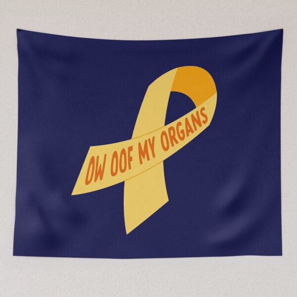 Item preview, ow oof my organs endometriosis ribbon designed and sold by goblinbabe.