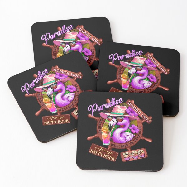 Item preview, Always Happy Hour in Paradise It's 5 o'clock Pink Flamingo Summer Vibes designed and sold by MindWave THC.
