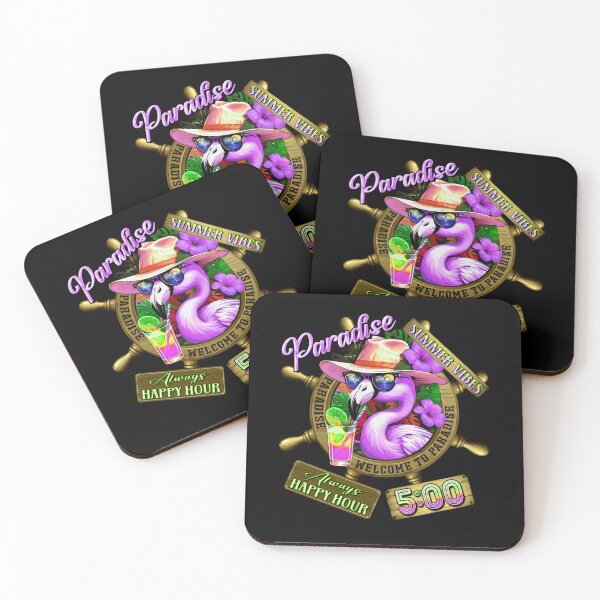 Item preview, Always Happy Hour in Paradise It's 5 o'clock Pink Flamingo Summer Vibes designed and sold by MindWave THC.